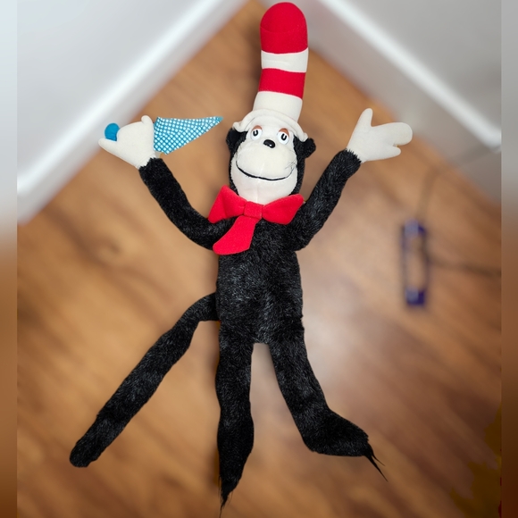 Vintage Coleco 1983 Dr. Seuss Cat In The Hat with Umbrella Plush Doll 26" GUC - Picture 3 of 7